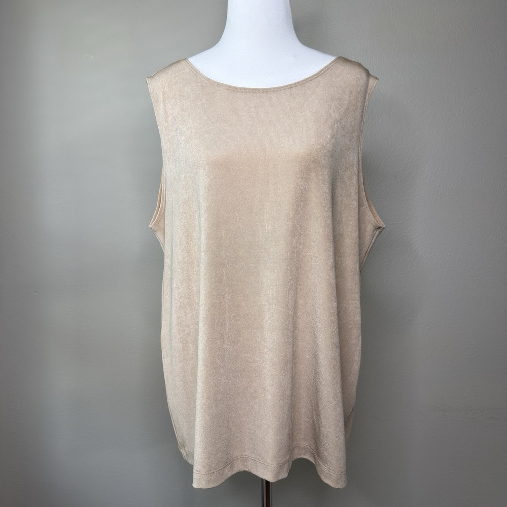 Chicos 3 Travelers Reversible Tank Womens XL Cannela Tan Slinky Knit Layer NWT